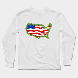 Christmas with US Map Long Sleeve T-Shirt